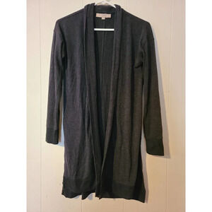 Loft Long Cardigan Women's Size Medium Black Open Front long Sleeves (AG)